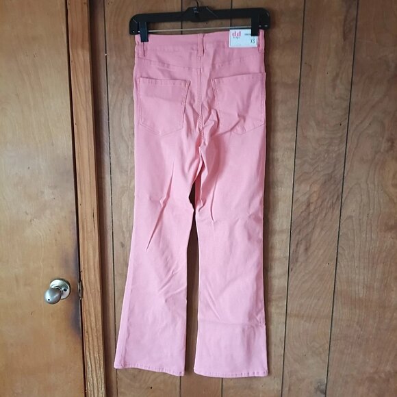 Discount Divas Women's Flamingo Pink Stretch High Rise Flare Pants Size XS NWT - Picture 4 of 5